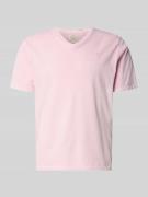 Superdry T-Shirt aus Baumwoll-Leinen-Mix mit V-Ausschnitt in Rose, Grö...