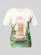 Marc Cain Regular Fit T-Shirt mit Allover-Motiv-Print in Weiss, Größe ...