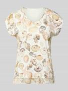 Marc Cain Regular Fit T-Shirt mit Allover-Motiv-Print in Offwhite, Grö...