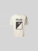 RHUDE Relaxed Fit T-Shirt aus reiner Baumwolle in Offwhite, Größe S