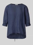 Fynch-Hatton Leinenbluse mit Kordelzug und Rundhalsausschnitt in Marin...