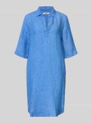 0039 Italy Knielanges Leinenkleid Modell 'DERRY' in Bleu, Größe L