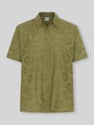 Brax Regular Fit Bluse aus reiner Baumwolle mit Lochstickerei in Oliv,...