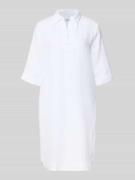 0039 Italy Knielanges Leinenkleid Modell 'DERRY' in Weiss, Größe L
