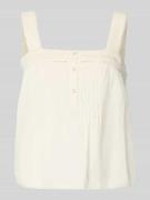 Jake*s Casual Blusentop mit Lochstickerei und Karree-Ausschnitt in Bei...