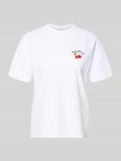 Vila T-Shirt mit Stitching Modell 'NORA' in Weiss, Größe L