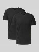 OLYMP Level Five T-Shirt mit geripptem V-Ausschnitt im 2er-Pack in Bla...