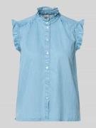 Christian Berg Woman Blusentop in Denim-Optik mit Rüschen in Blau, Grö...