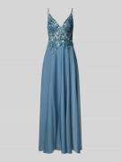 Laona Abendkleid mit floralem Pailettenbesatz in Blau, Größe 34