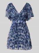 LACE & BEADS Cocktailkleid aus Mesh mit V-Ausschnitt in Dunkelblau, Gr...