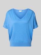 Milano Italy Strickshirt aus Viskose-Mix mit V-Ausschnitt in Hellblau,...