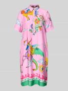 Milano Italy Knielanges Hemdblusenkleid aus Viskose im Allover-Look in...