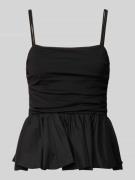 Gestuz Top aus Viskose-Mix mit Volants in Black, Größe 34