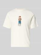 REVIEW T-Shirt mit Motiv-Print und Rundhalsausschnitt in Offwhite, Grö...