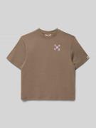 Garcia Relaxed Fit T-Shirt mit Logo-Print in Taupe, Größe 140