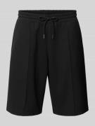 REVIEW Shorts mit elastischem Bund und Ziernähten in Black, Größe L