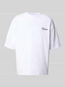 REVIEW T-Shirt mit Logo- und Statement-Print in Weiss, Größe L