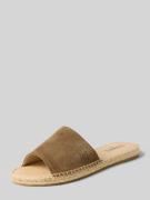 Espadrij Sandalette mit Label-Detail Modell 'PLAGE VELOUR' in Cognac, ...