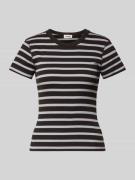 Drykorn Slim Fit T-Shirt in Ripp-Optik Modell 'Koale' in Schoko, Größe...