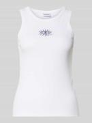 Pieces Slim Fit Top aus Baumwoll-Mix Modell 'MAY' in Weiss, Größe L