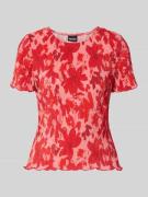 Pieces Slim Fit T-Shirt mit Allover-Muster Modell 'FLORA' in Rot Melan...