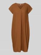 Soyaconcept Knielanges Leinenkleid mit V-Ausschnitt Modell 'Ina' in He...