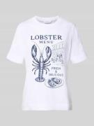 Rich & Royal T-Shirt mit Motiv-Print und Rundhalsausschnitt in Offwhit...