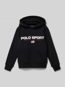 Polo Sport Hoodie mit Label-Print in Black, Größe S