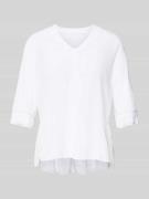 Marc Cain T-Shirt mit V-Ausschnitt und 3/4-Arm in Weiss, Größe 34