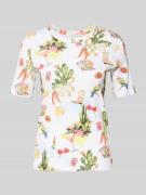 Marc Cain T-Shirt im Allover-Look in Weiss, Größe 34