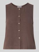 Jake*s Casual Bluse aus Viskose-Mix mit Knopfleiste in Dunkelbraun, Gr...