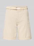 MAC Chino-Shorts mit Gürtel in Offwhite, Größe 34