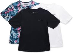 Hyperfied Wave T-Shirt 3er Pack, Black/White/Tropical Flower 150