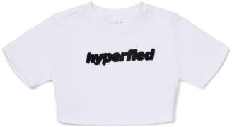 Hyperfied Running Short Sleeve Logo Sweatshirt, Snow White 134-140