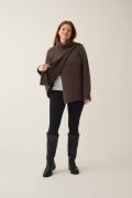 Boob Gestrickt Wolle Tunika Turtleneck, Braun/grau meliert, L