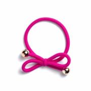 Ia Bon Hair Tie With Gold Bead Hot Pink