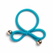 Ia Bon Hair Tie With Gold Bead Light Turquoise