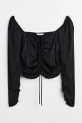 H&M Drapierte Bluse Schwarz, Blusen in Größe S. Farbe: Black