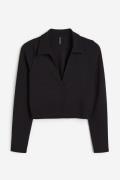 H&M+ Geripptes Shirt mit Kragen Schwarz, Pullover in Größe 4XL. Farbe:...