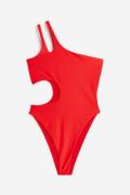 H&M One-Shoulder-Badeanzug Rot, Badeanzüge in Größe L. Farbe: Red