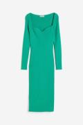 H&M Bodycon-Kleid in Rippstrick Grün, Alltagskleider Größe XL. Farbe: ...