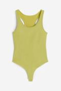 H&M Gerippter Stringbody Gelbgrün, Bodys in Größe S. Farbe: Yellow-gre...