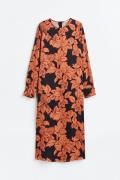 H&M Satinkleid Schwarz/Orange, Alltagskleider in Größe 34. Farbe: Blac...
