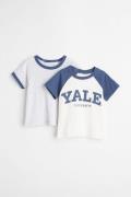 H&M 2er-Pack T-Shirts mit Druck Blau/Yale, & Tops in Größe 74. Farbe: ...