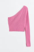 H&M Geripptes One-Shoulder-Shirt Rosa, Tops in Größe XXL. Farbe: Pink