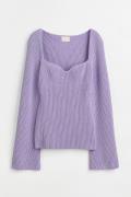 H&M Geripptes Strickshirt Lavendel, Tops in Größe XXL. Farbe: Lavender