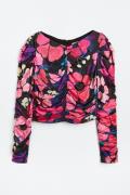 H&M Gerafftes Shirt Rosa/Geblümt, Tops in Größe XS. Farbe: Pink/floral