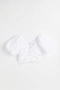 H&M Gerafftes Shirt mit Puffärmeln Weiß, Tops in Größe XXL. Farbe: Whi...