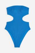 H&M Bandeau-Badeanzug Blau, Badeanzüge in Größe 46. Farbe: Blue