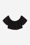 H&M Drapiertes Crop-Shirt Schwarz, Tops in Größe S. Farbe: Black